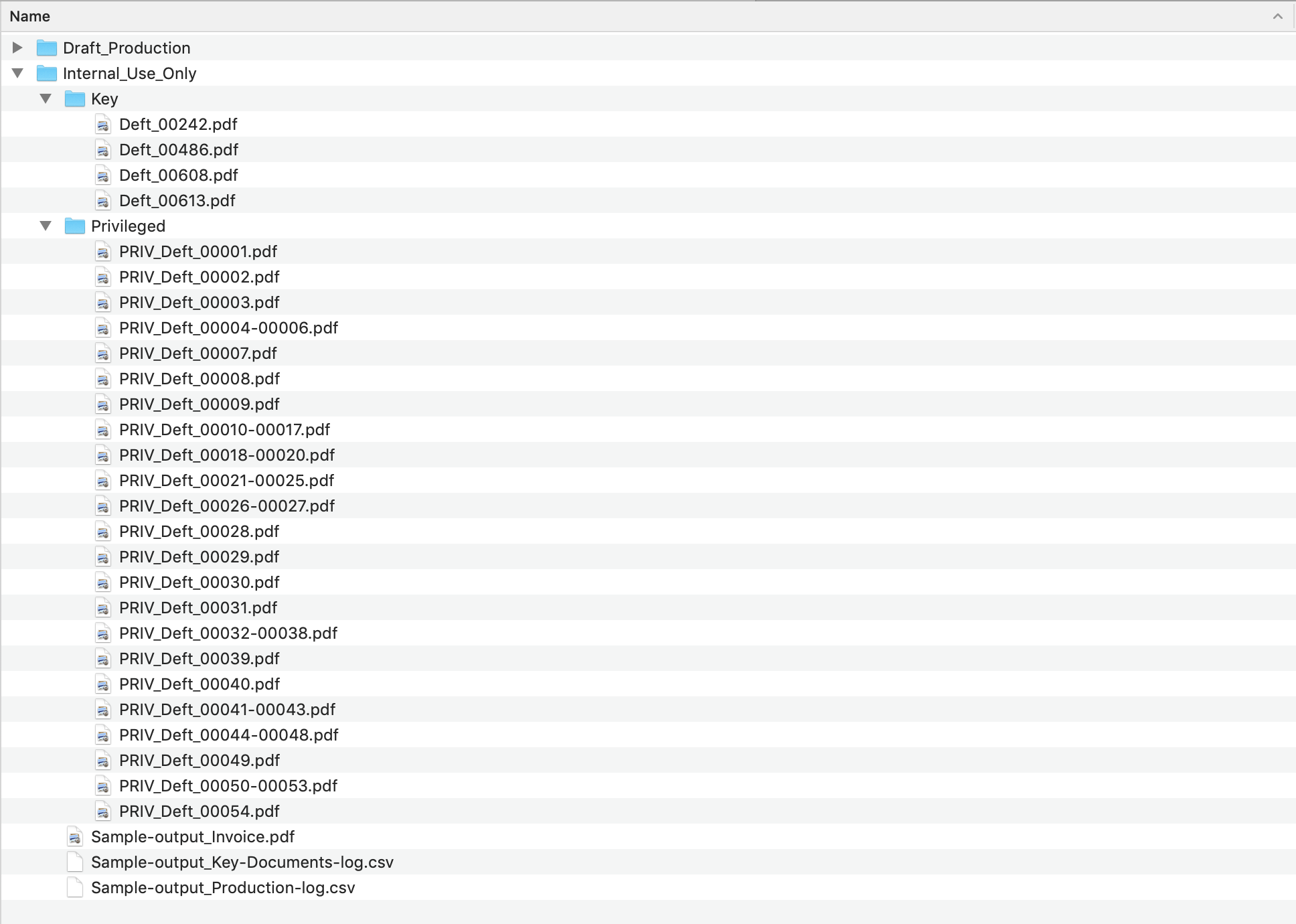 Screenshot of Discovery Genie output folder structure